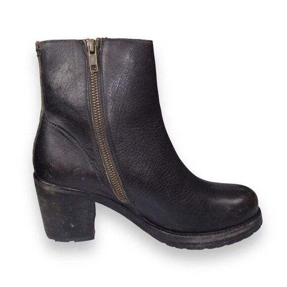 Frye Karen Inside Zip Short Heeled Leather Boots Distressed Black Women's 9M - Picture 7 of 12